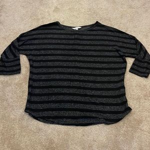 Market & spruce black and gray striped 3/4 sleeve top, size XL